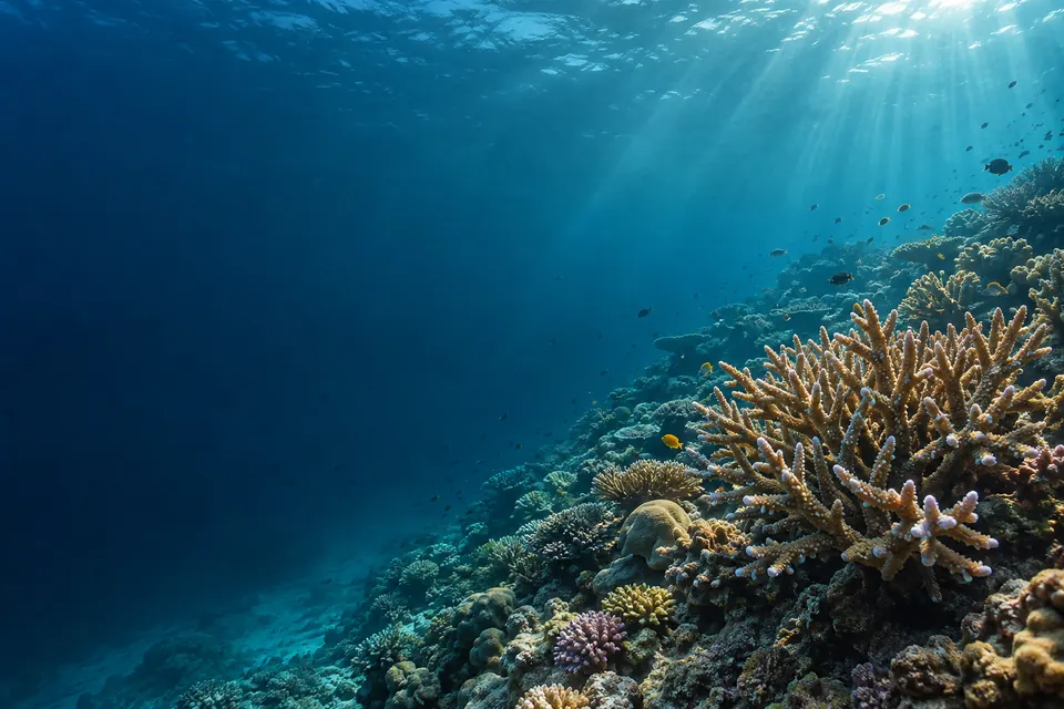 Corals beneath the surface of the ocean